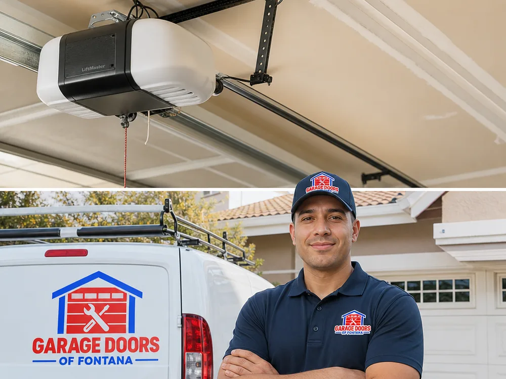 Belt-drive garage door opener with a straight rail, secure header bracket, and clean cable management